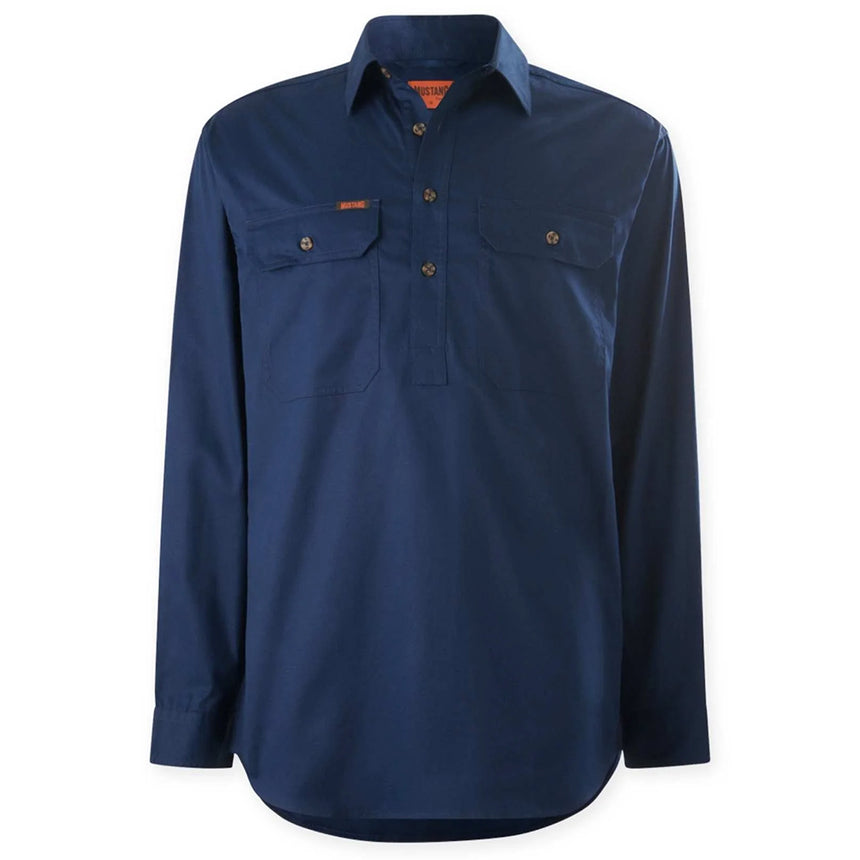 Mustang Signature Closed Front Workshirt Shirts Hard Yakka Navy 2XS