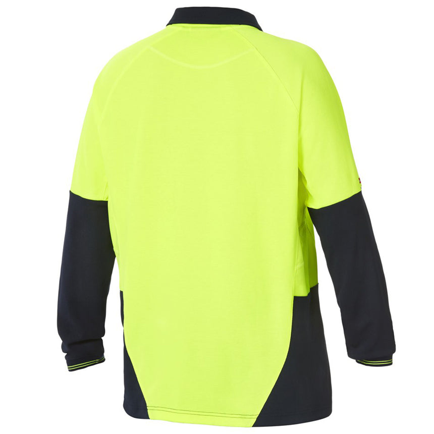 Koolgear Hi-Vis 2 Tone Vented Long Sleeve Polo Y11389 Polos Hard Yakka