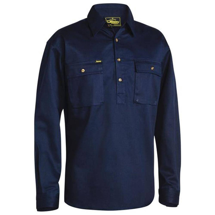 Closed Front Cotton Drill Long Sleeve Shirt BSC6433 Shirts Bisley