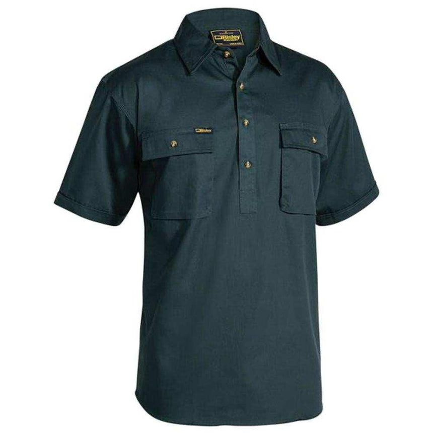 Closed Front Cotton Drill Short Sleeve Shirt BSC1433 Shirts Bisley