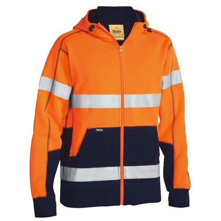 Taped Hi-Vis Zip Fleece Hoodie With Sherpa Lining BK6988T Hoodies Bisley Orange/Navy XS
