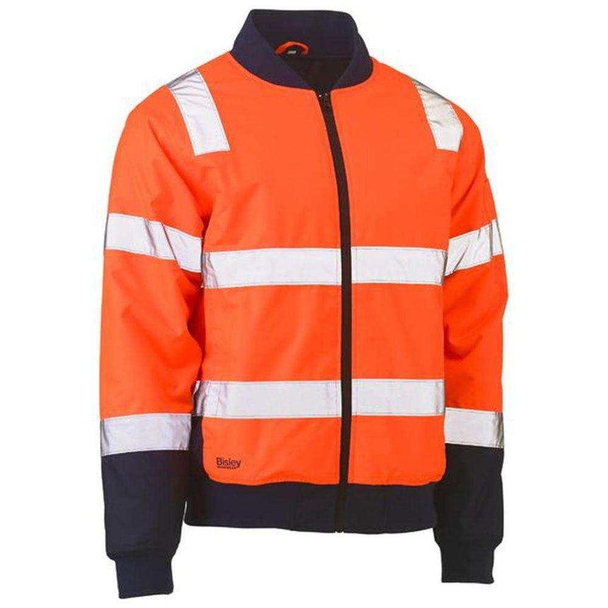 Taped Two Tone Hi-Vis Bomber Jacket With Padded Lining BJ6730T Jackets Bisley Orange/Navy XS