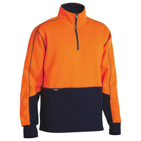 Hi-Vis Fleece 1/4 Zip Pullover Sweaters Bisley Orange XS 