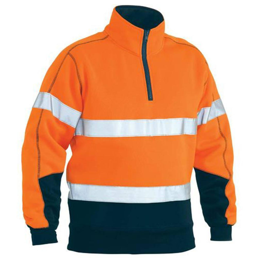 Taped Hi-Vis 1/4 Zip Fleece Pullover BK6989T Sweaters Bisley Orange XS
