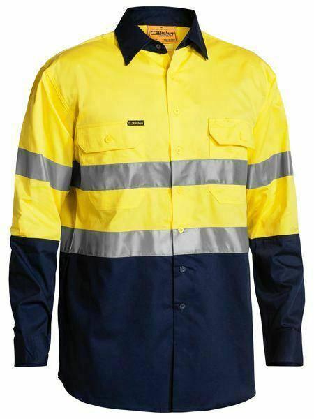 Taped Hi-Vis Cool Shirt BS6896 Shirts Bisley Yellow/Navy S