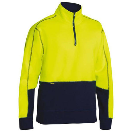Hi-Vis Fleece 1/4 Zip Pullover Sweaters Bisley Yellow XS 