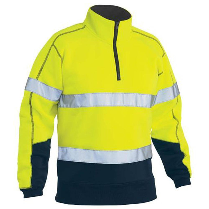 Taped Hi-Vis 1/4 Zip Fleece Pullover BK6989T Sweaters Bisley Yellow XS