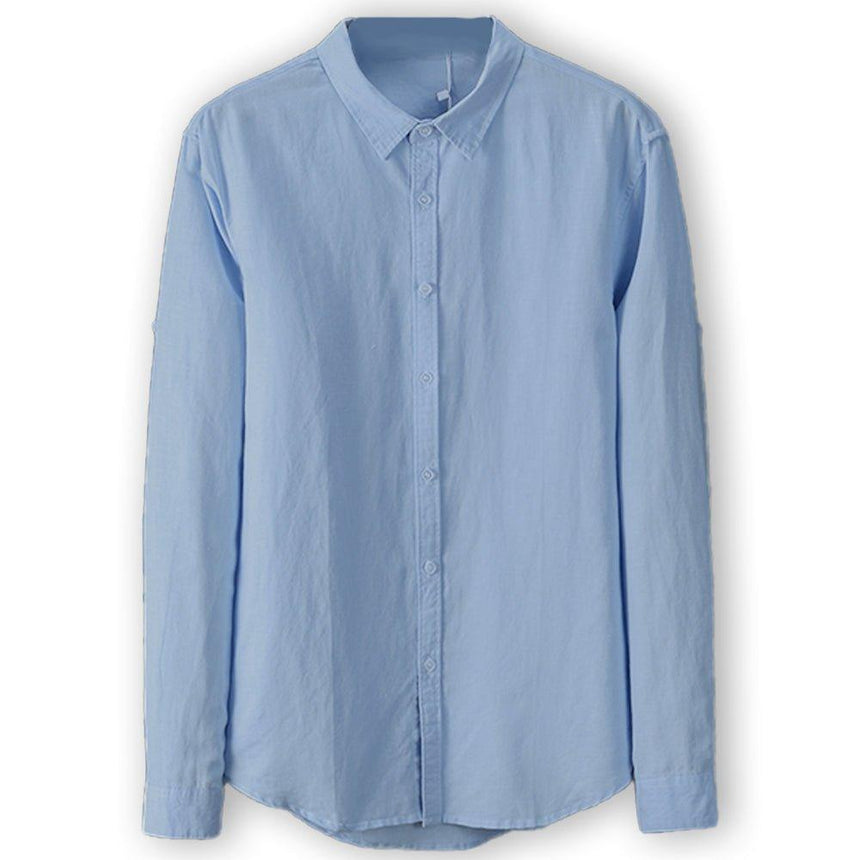 Linen Mid Blue Shirt Shirts Cottonize