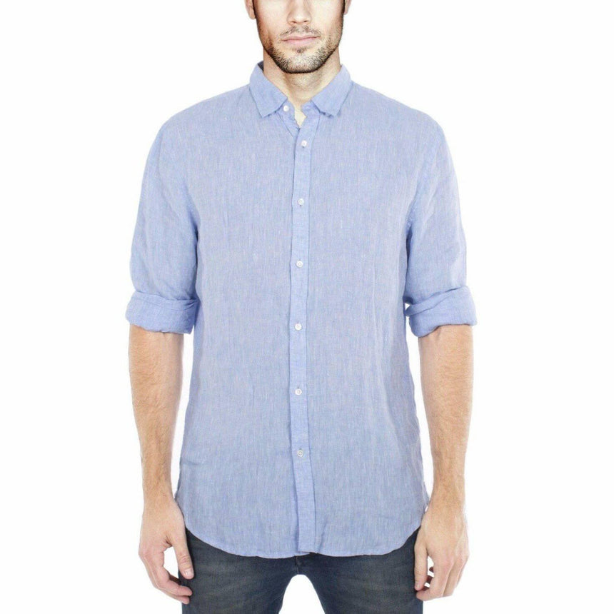 Linen Sulphur Blue Shirt Shirts Cottonize