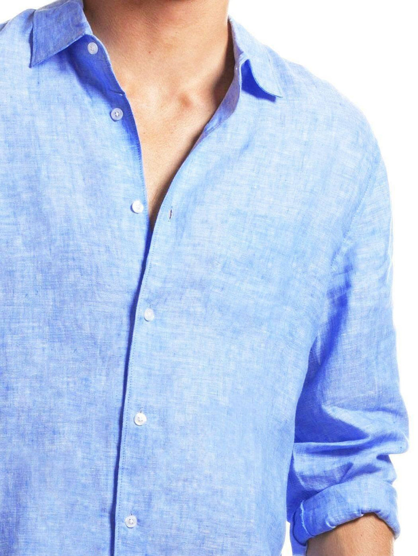 Linen Sulphur Blue Shirt Shirts Cottonize