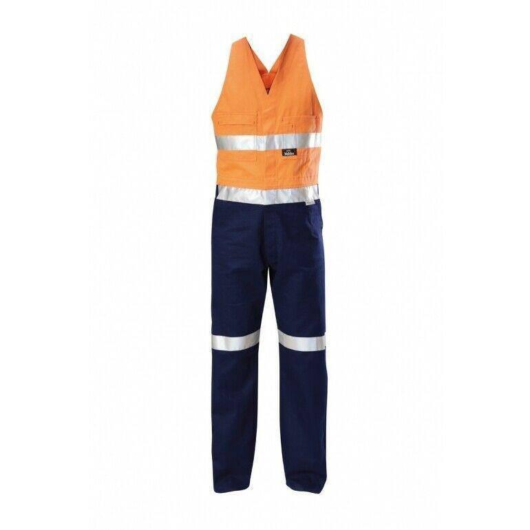 2Tone Drill Action Taped Overall Overalls Hard Yakka Orange/Navy 92S