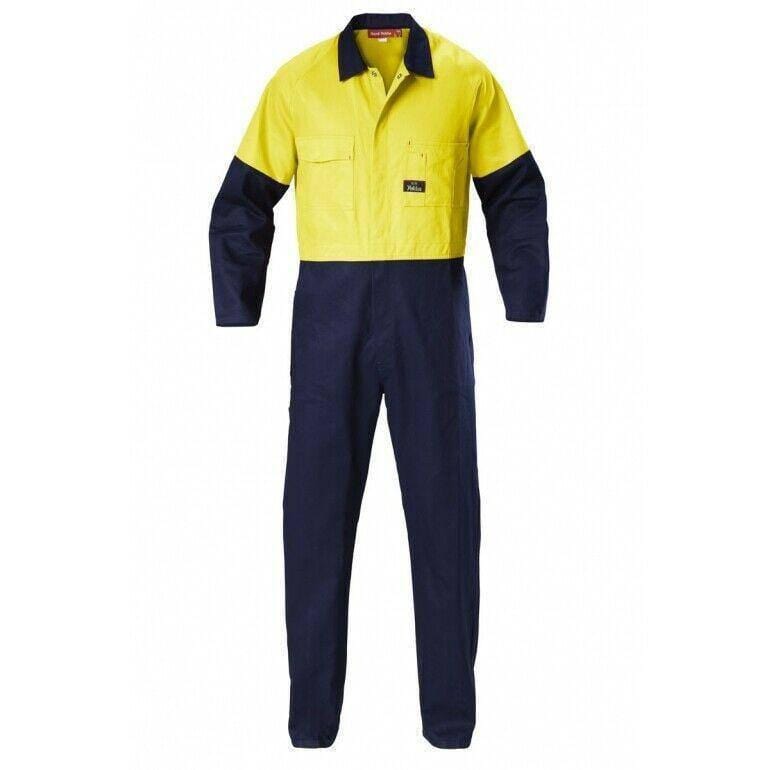 Hi Vis 2 Tone Drill Coverall Overalls Hard Yakka Yellow/Navy 87S
