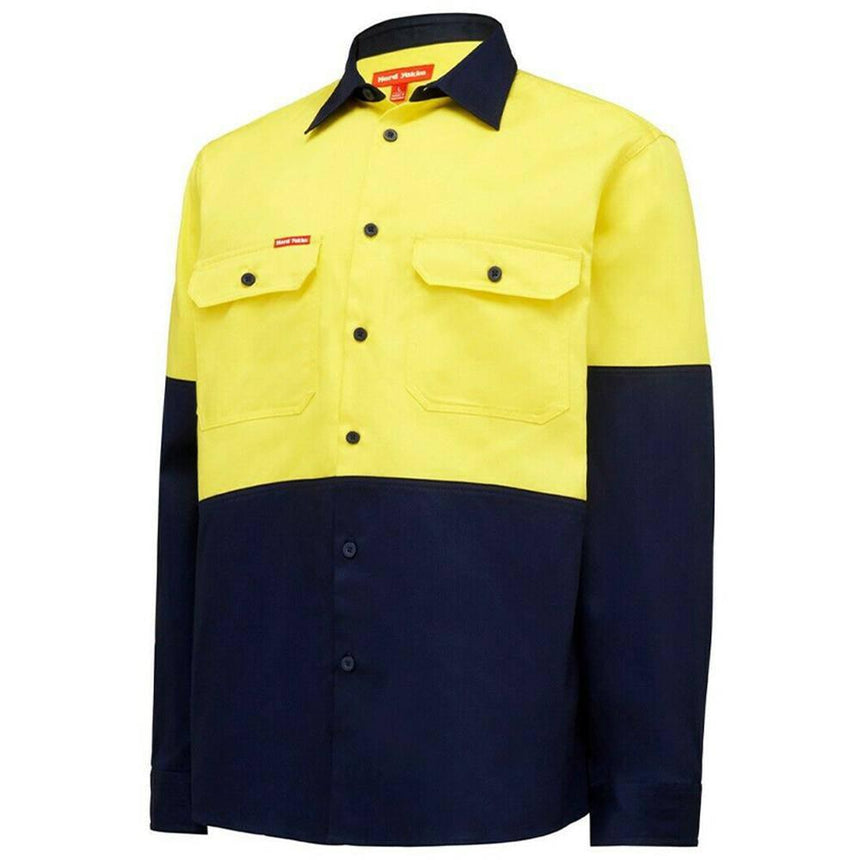Core Hi Vis 2Tone Shirt Shirts Hard Yakka Yellow/Navy S