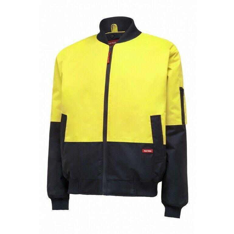 Hi Vis 2Tone Bomber Jacket Jackets Hard Yakka Yellow/Navy S