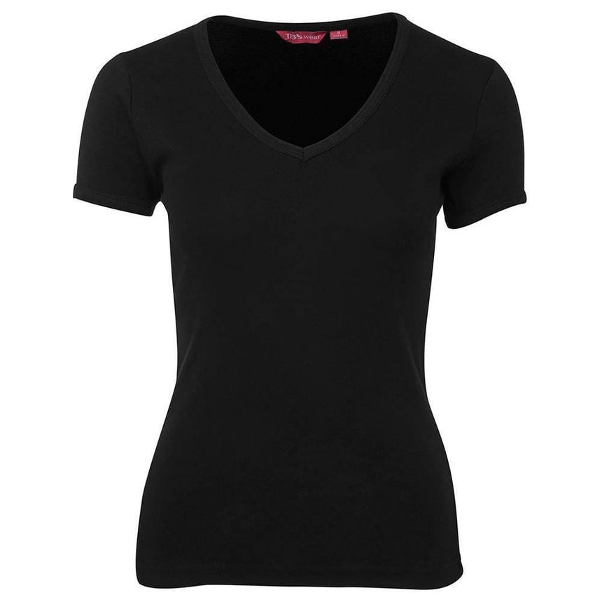Ladies V Neck T Shirt T Shirts JB's Wear Black 8