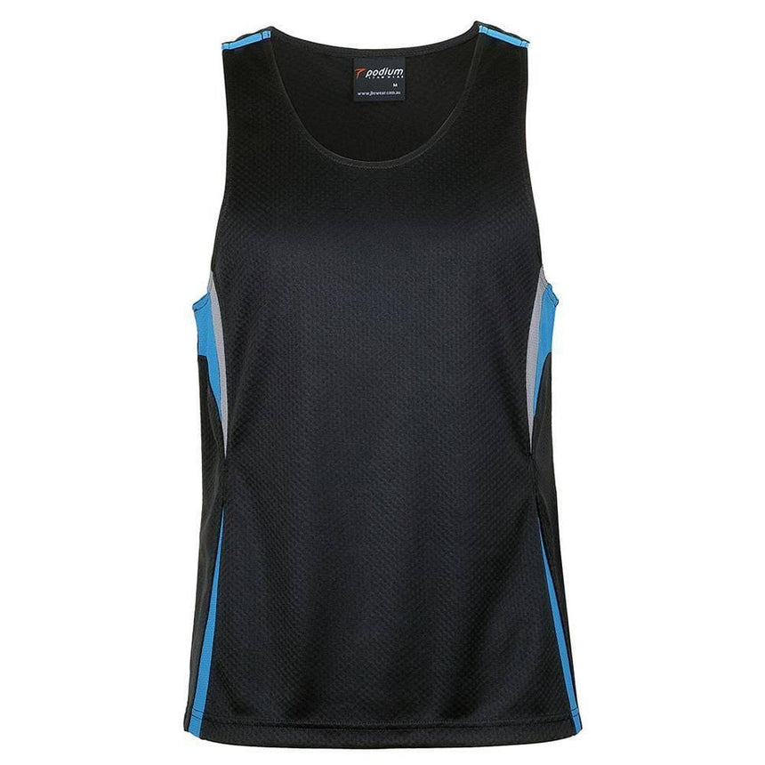 Podium Cool Jacquard Singlet Singlets JB's Wear Black/Aqua/Grey 2XS