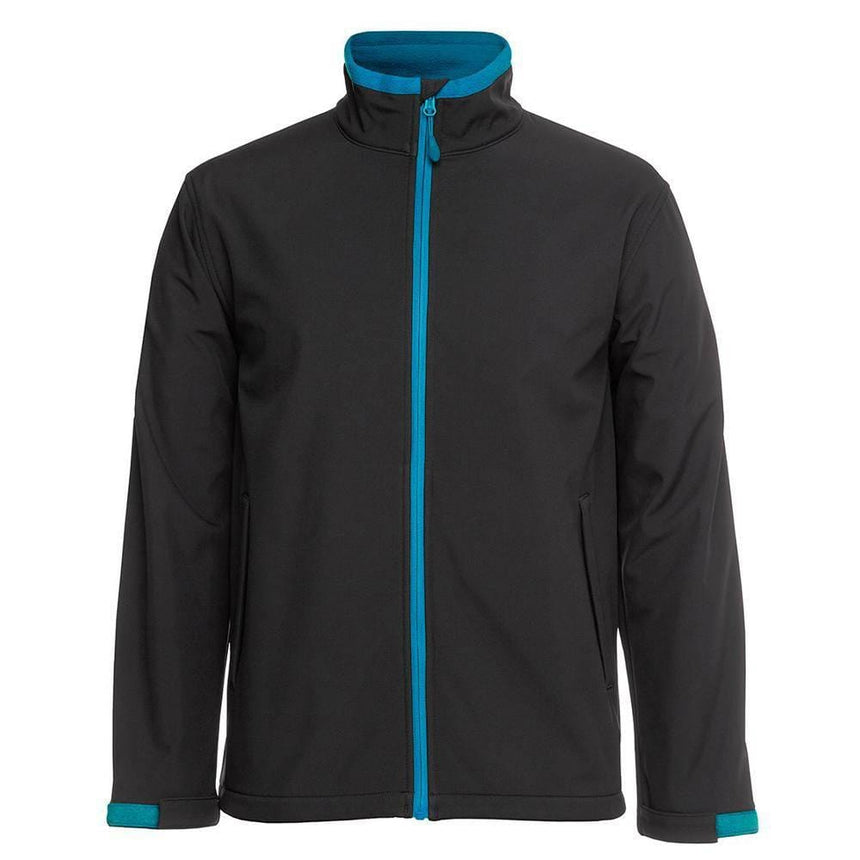Podium Adults & Kids Water Resistant Softshell Jacket Jackets JB's Wear Black/Aqua S