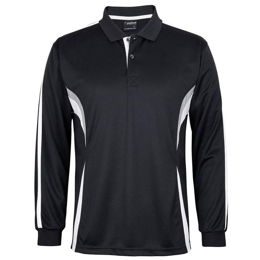 Podium Long Sleeve Cool Polo Polos JB's Wear Black/White/Grey 2XS