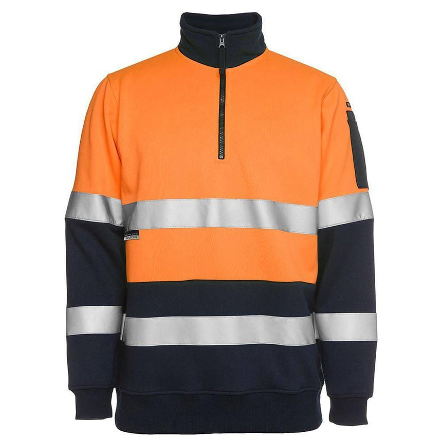 Hi Vis 1/2 Zip (D+N) Fleecy Sweat With Reflective Tape Sweaters JB's Wear