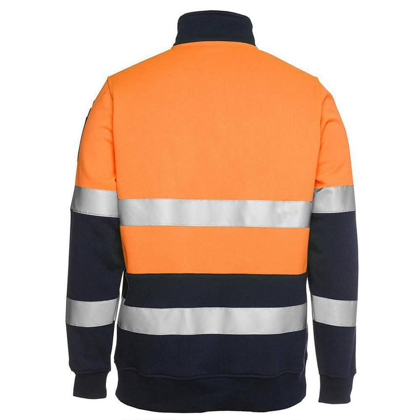 Hi Vis 1/2 Zip (D+N) Fleecy Sweat With Reflective Tape Sweaters JB's Wear