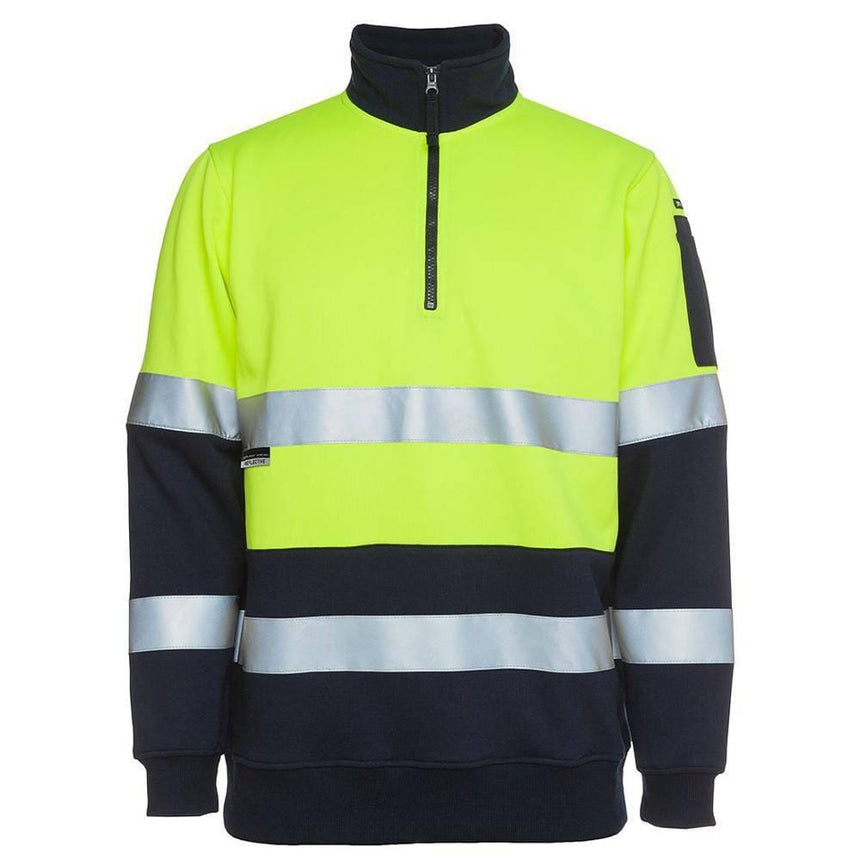Hi Vis 1/2 Zip (D+N) Fleecy Sweat With Reflective Tape Sweaters JB's Wear