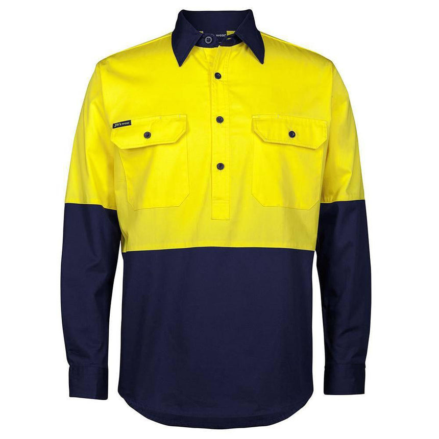 Hi Vis Close Front Long Sleeve Work Shirt Shirts JB's Wear