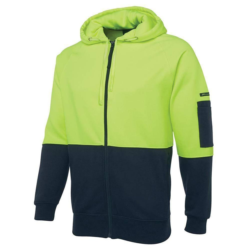 Hi Vis Full Zip Fleecy Hoodie Hoodies JB's Wear