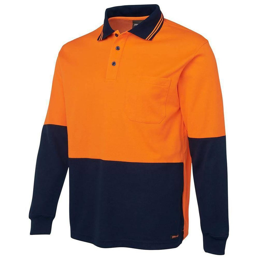 Hi Vis Long Sleeve Cotton Back Polo Polos JB's Wear