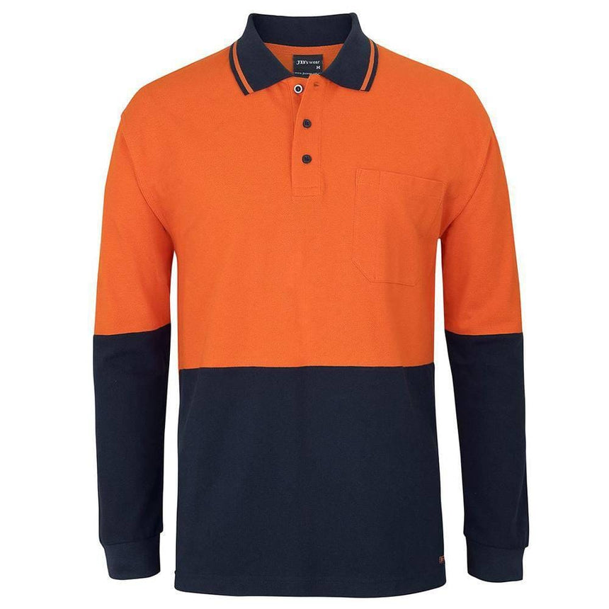 Hi Vis Long Sleeve Cotton Polo Polos JB's Wear