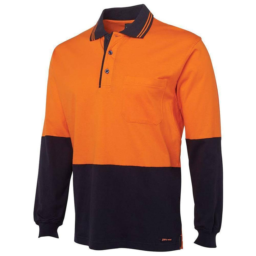 Hi Vis Long Sleeve Cotton Polo Polos JB's Wear