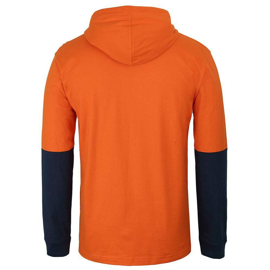 Hi Vis Long Sleeve Cotton Tee with Hood Hoodies JB's Wear