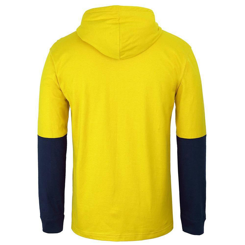 Hi Vis Long Sleeve Cotton Tee with Hood Hoodies JB's Wear
