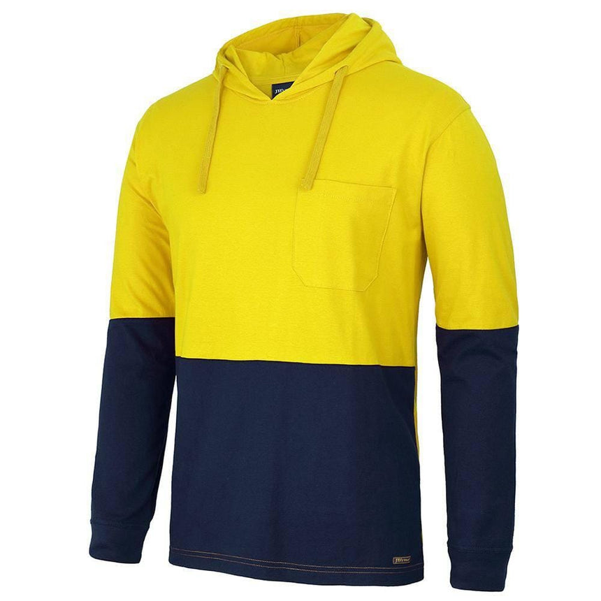 Hi Vis Long Sleeve Cotton Tee with Hood Hoodies JB's Wear