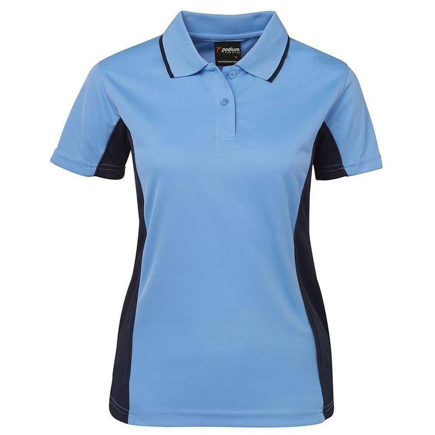Ladies Contrast Polo Polos JB's Wear Light Blue/Navy 8