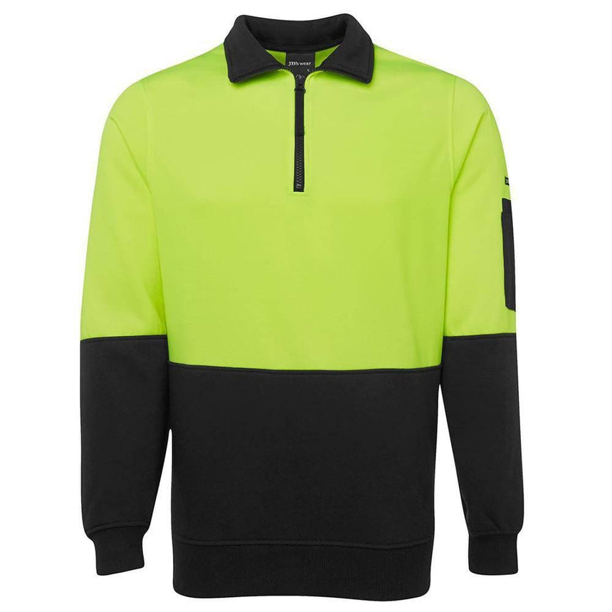 Hi Vis 1/2 Zip Fleecy Sweat Sweaters JB's Wear Lime/Black 2XS