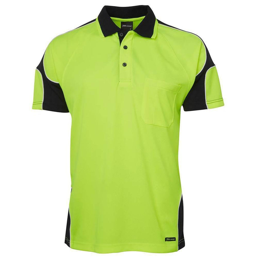 Hi Vis Short Sleeve Arm Panel Polo Polos JB's Wear Lime/Black 2XS