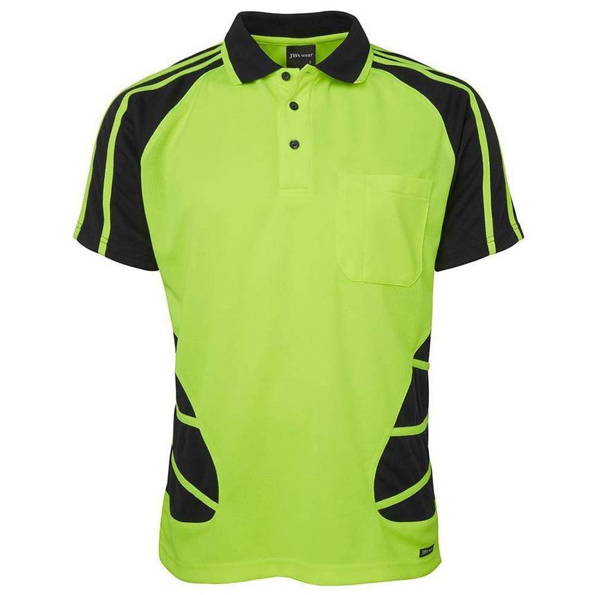 Hi Vis Short Sleeve Spider Polo Polos JB's Wear Lime/Black 2XS