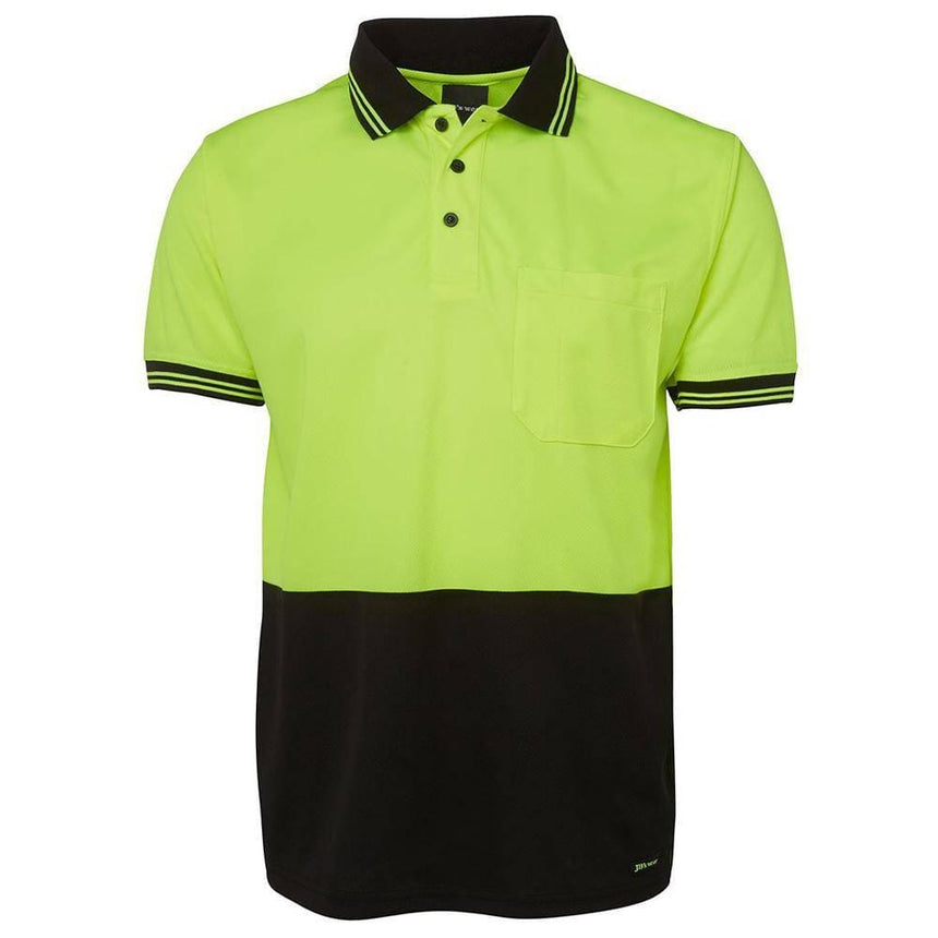 Hi Vis Short Sleeve Traditional Polo Polos JB's Wear Lime/Black S