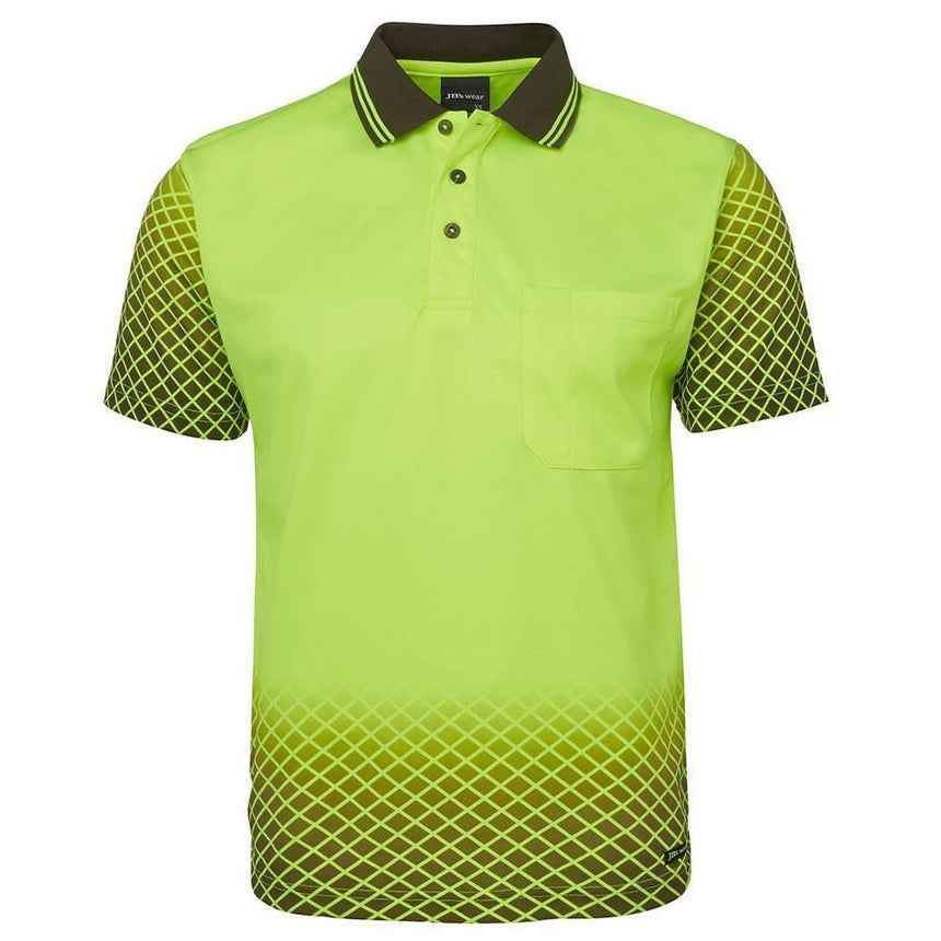 Hi Vis Net Sub Polo Polos JB's Wear Lime/Black XS