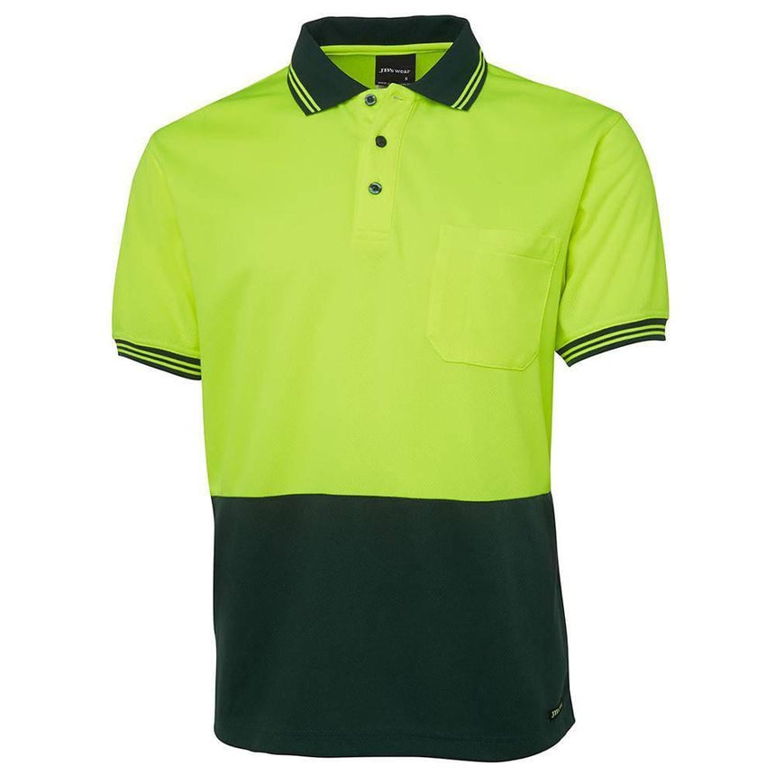 Hi Vis Short Sleeve Traditional Polo Polos JB's Wear Lime/Bottle S