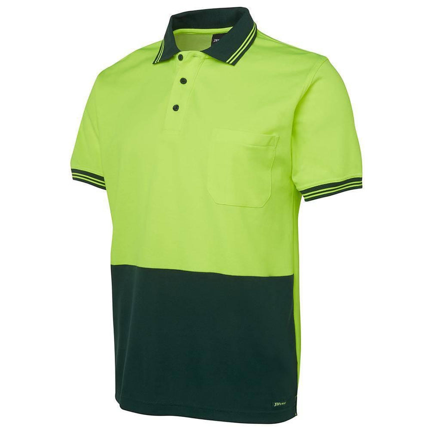 Hi Vis Short Sleeve Cotton Polo Polos JB's Wear Lime/Bottle XS