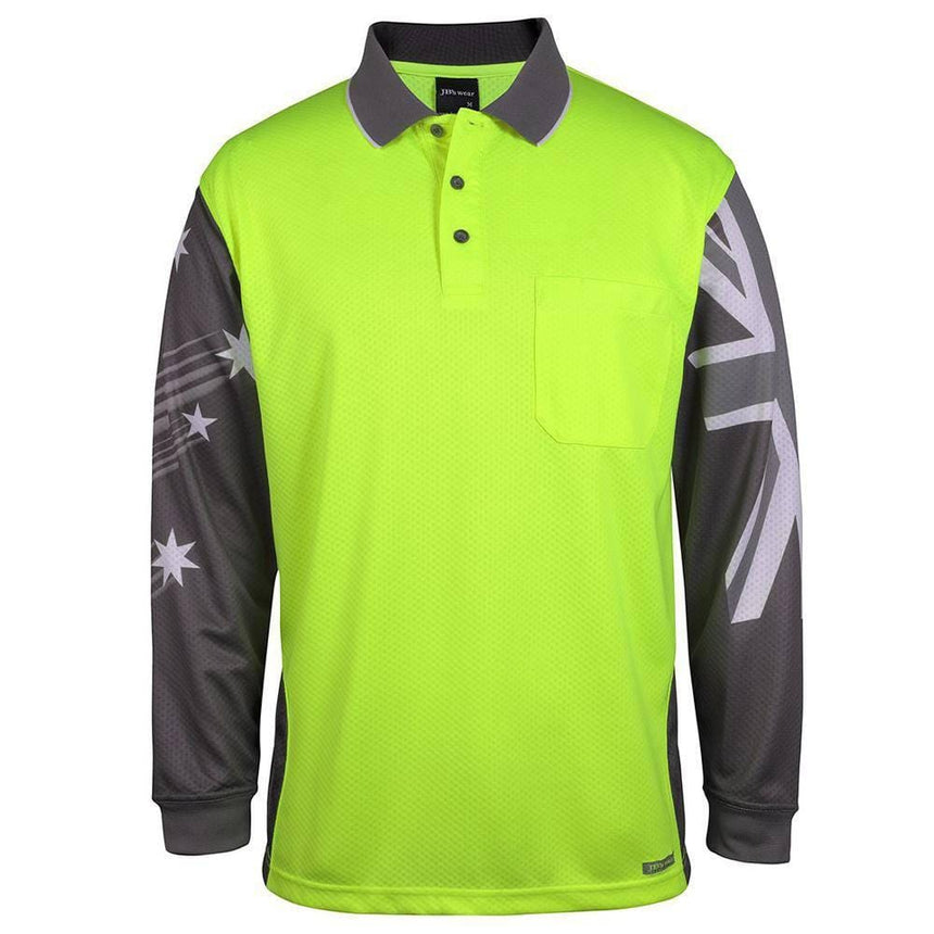 Long Sleeve Southern Cross Polo Polos JB's Wear Lime/Charcoal 2XS