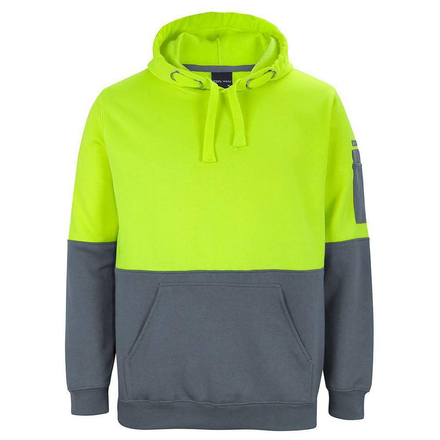 Hi Vis Pull Over Hoodie Hoodies JB's Wear Lime/Charcoal XS