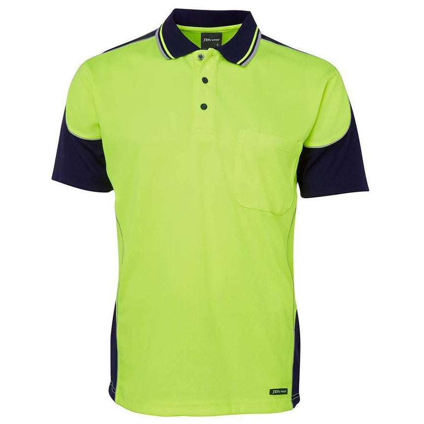 Hi Vis Short Sleeve Polo Polos JB's Wear Lime/Charcoal XS