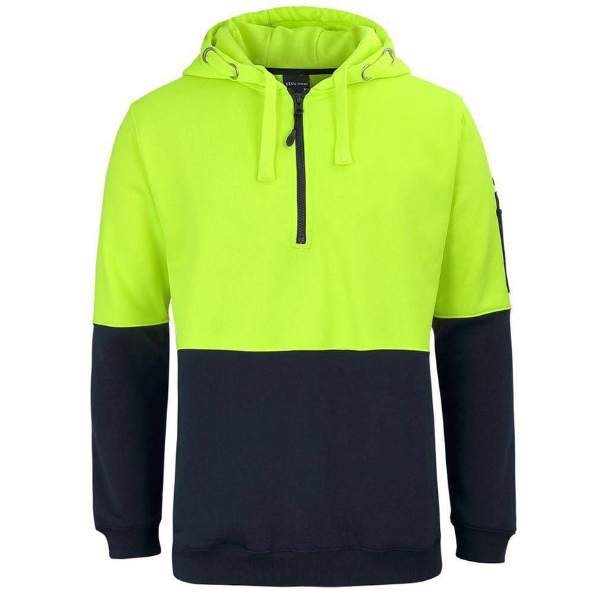 Hi Vis 1/2 Zip Hoodie Hoodies JB's Wear Lime/Navy 2XS