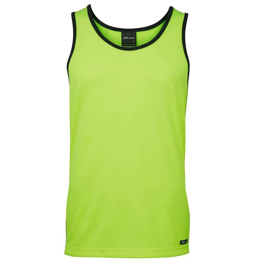 Hi Vis Contrast Singlet Singlets JB's Wear Lime/Navy 2XS