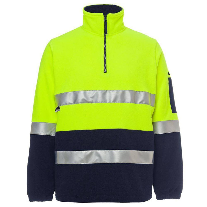 Hi Vis (D+N) 1/2 Zip Polar Fleece Sweaters JB's Wear Lime/Navy 2XS