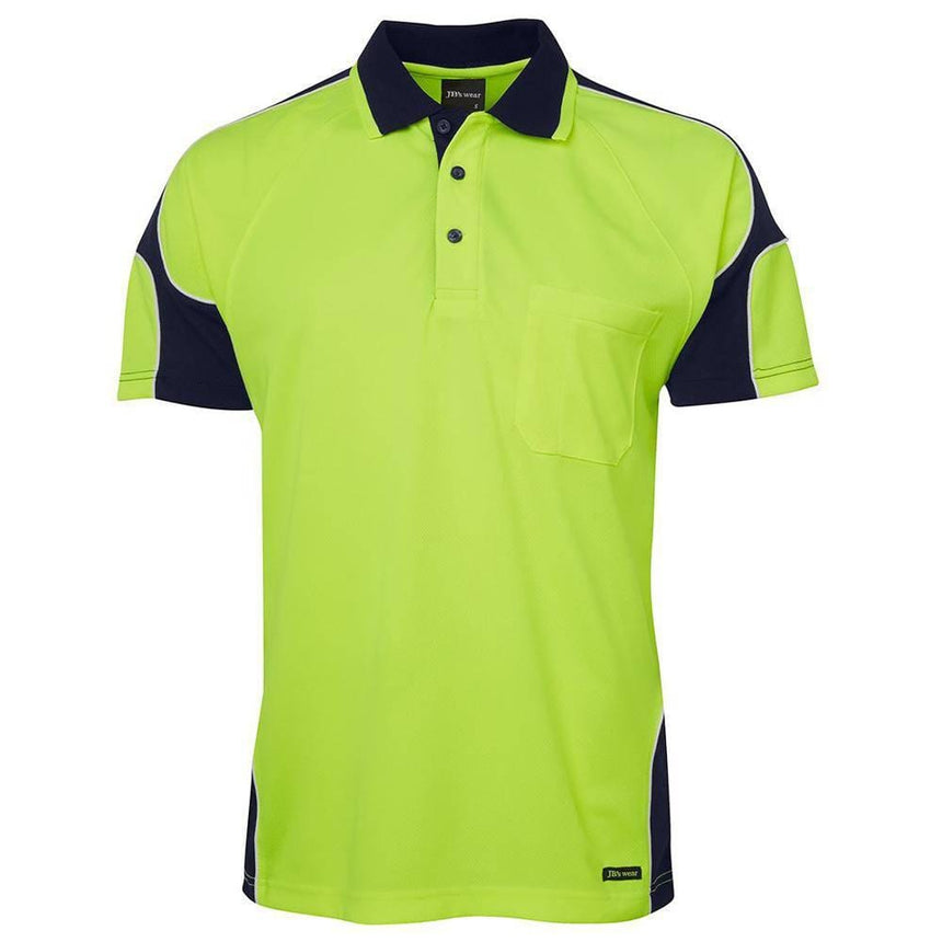 Hi Vis Short Sleeve Arm Panel Polo Polos JB's Wear Lime/Navy 2XS