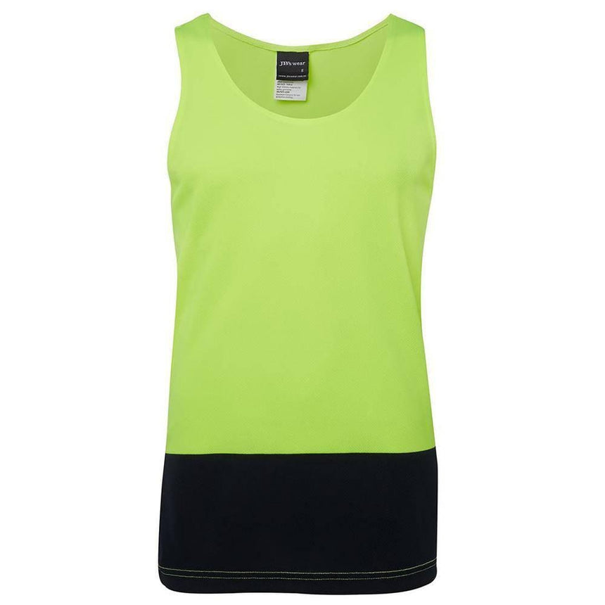 Hi Vis Traditional Singlet Singlets JB's Wear Lime/Navy 5XL