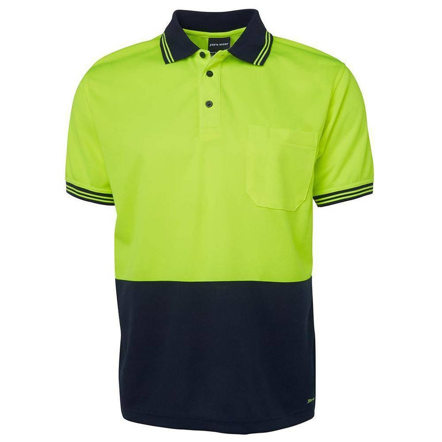 Hi Vis Short Sleeve Traditional Polo Polos JB's Wear Lime/Navy S